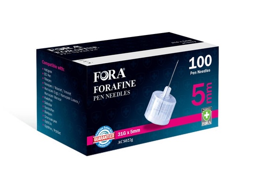 [FORA-5MM-041915] FORA Lyfjapenna nálar 5mm (100/box)